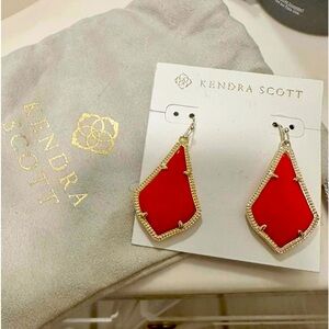 Kendra Scott Alex Bright Red Gold Tone Earrings